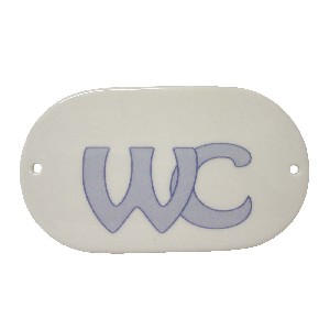 PLACA OVALADA BAÑO WC AZUL MALVA
