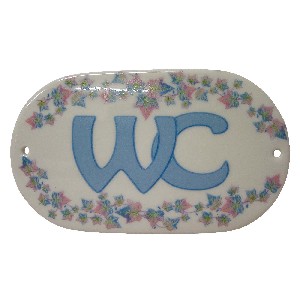 PLACA OVALADA BAÑO HIEDRA AZUL