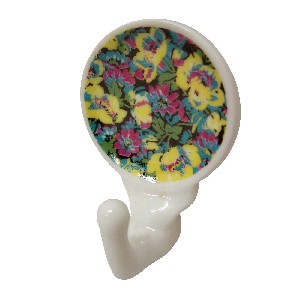 PERCHA COLGADOR FLORES AZUL AMARILLO