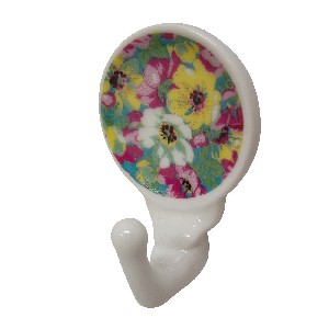 PERCHA COLGADOR FLOR BLANCA AMARILLA