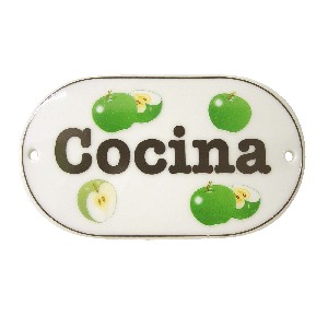 PLACA OVALADA COCINA MANZANA VERDE