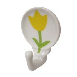 PERCHA COLGADOR ADHESIVA TULIPAN AMARILLO