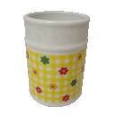 VASO BAÑO BORDE FLOR VICHY AMARILLO