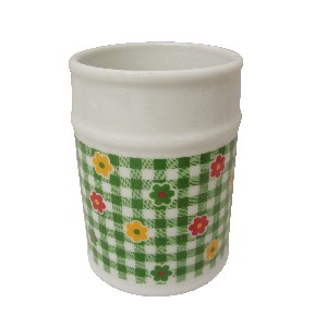 VASO BAÑO BORDE FLOR VICHY VERDE
