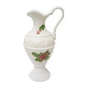 FLORERO ANFORA RELIEVE ACEBO BLANCO
