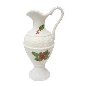 FLORERO ANFORA RELIEVE ACEBO BLANCO