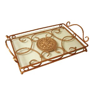 BANDEJA RECTANGULAR CRISTAL RESINA MARRON