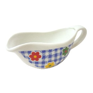 SALSERA CON ASA 140ML FLOR VICHY AZUL