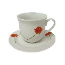 TAZA Y PLATO TE 200ML DALIA ROJA