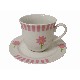 TAZA Y PLATO TE RAYAS MARGARITA ROSA