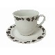 TAZA Y PLATO TE 250ML MANCHAS VACA NEGRO