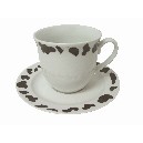 TAZA Y PLATO TE 250ML MANCHAS VACA NEGRO