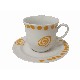 TAZA Y PLATO TE 250ML TOPO ESPIRAL NARANJA