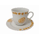 TAZA Y PLATO TE 200ML TOPO ESPIRAL NARANJA