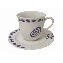 TAZA Y PLATO TE 250ML TOPO ESPIRAL AZUL