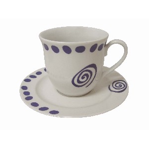 TAZA Y PLATO TE 250ML TOPO ESPIRAL AZUL