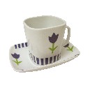 TAZA PLATO RECTA TE RAYAS TULIPAN AZUL
