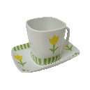 TAZA PLATO RECTA TE RAYAS TULIPAN VERDE