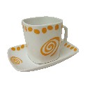 TAZA PLATO RECTA TE TOPOS ESPIRAL NARANJA