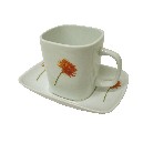 TAZA PLATO RECTA 230ML DALIA ROJA