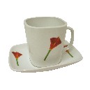 TAZA PLATO RECTA 300ML CALA ROJA