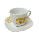 TAZA Y PLATO TE 280ML ORQUIDEA AMARILLO
