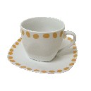 TAZA Y PLATO TE 280ML TOPOS NARANJA