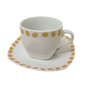 TAZA Y PLATO TE 280ML TOPOS NARANJA