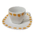 TAZA Y PLATO CAFE 100ML TOPOS NARANJA