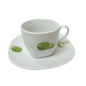 TAZA Y PLATO CAFE 100ML MANZANA VERDE