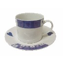 TAZA Y PLATO TE 300ML CORAZON AZUL
