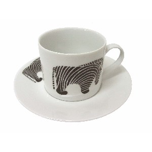 TAZA Y PLATO TE 300ML ANIMAL NEGRO SURTIDO