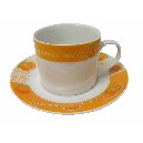 TAZA Y PLATO TE 300ML NARANJAS