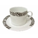TAZA Y PLATO TE 300ML CEBRA NEGRO