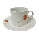 TAZA Y PLATO TE 300ML DALIA ROJA