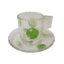 TAZA Y PLATO CRISTAL 120ML MANZANA VERDE