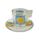 TAZA Y PLATO CRISTAL 120ML ASTROS AZUL