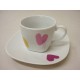 TAZA Y PLATO CAFE CORAZON COLORES