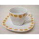 TAZA Y PLATO CAFE 100ML TOPOS NARANJA