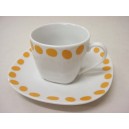 TAZA Y PLATO CAFE 75ML TOPOS NARANJA