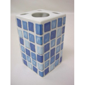 VASO CEPILLOS MING MOSAICO AZUL