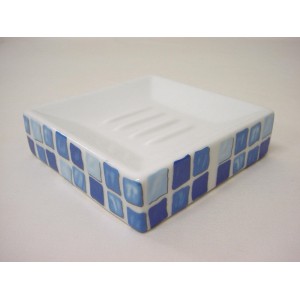 JABONERA MING PORCELANA MOSAICO AZUL