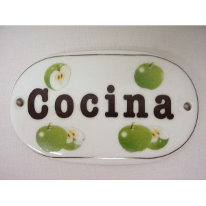 PLACA OVALADA COCINA MANZANA VERDE