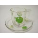 TAZA Y PLATO CRISTAL 120ML MANZANA VERDE