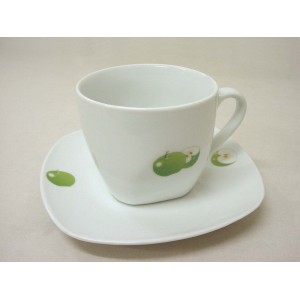 TAZA Y PLATO TE 280ML MANZANA VERDE