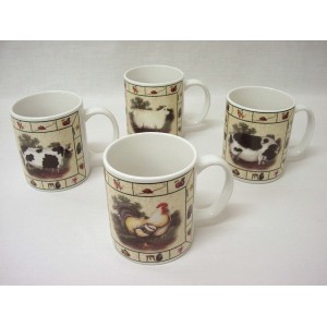 TAZA MUG RECTA 340ML ANIMALES GRANJA