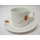 TAZA Y PLATO TE 300ML DALIA ROJA