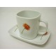 TAZA PLATO RECTA 300ML DALIA ROJA