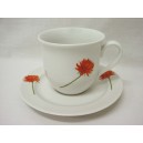 TAZA Y PLATO TE 200ML DALIA ROJA