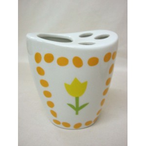 VASO CEPILLOS CURVA TULIPAN TOPOS NARANJA